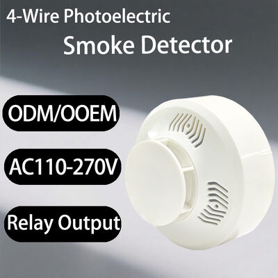 Industrial Smoke Detector 220V 4-Wire Relay Contact for Factories/Warehouses Fast Alarm Response
