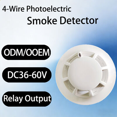 48V DC 4 Wire Smoke Detector with Relay Output and Above 65dB Sound Alarm for Fire Safety Systems