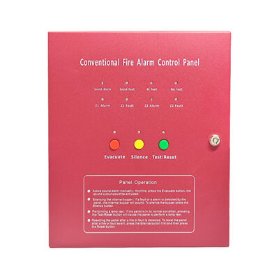 2 Zone Conventional Fire Alarm Control Panel AC 90-270V LED Display CE Certified Wall Mounted System